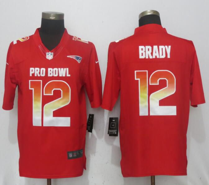 Men New England Patriots #12 Brady Red New Nike Royal 2018 Pro Bowl Limited NFL Jerseys